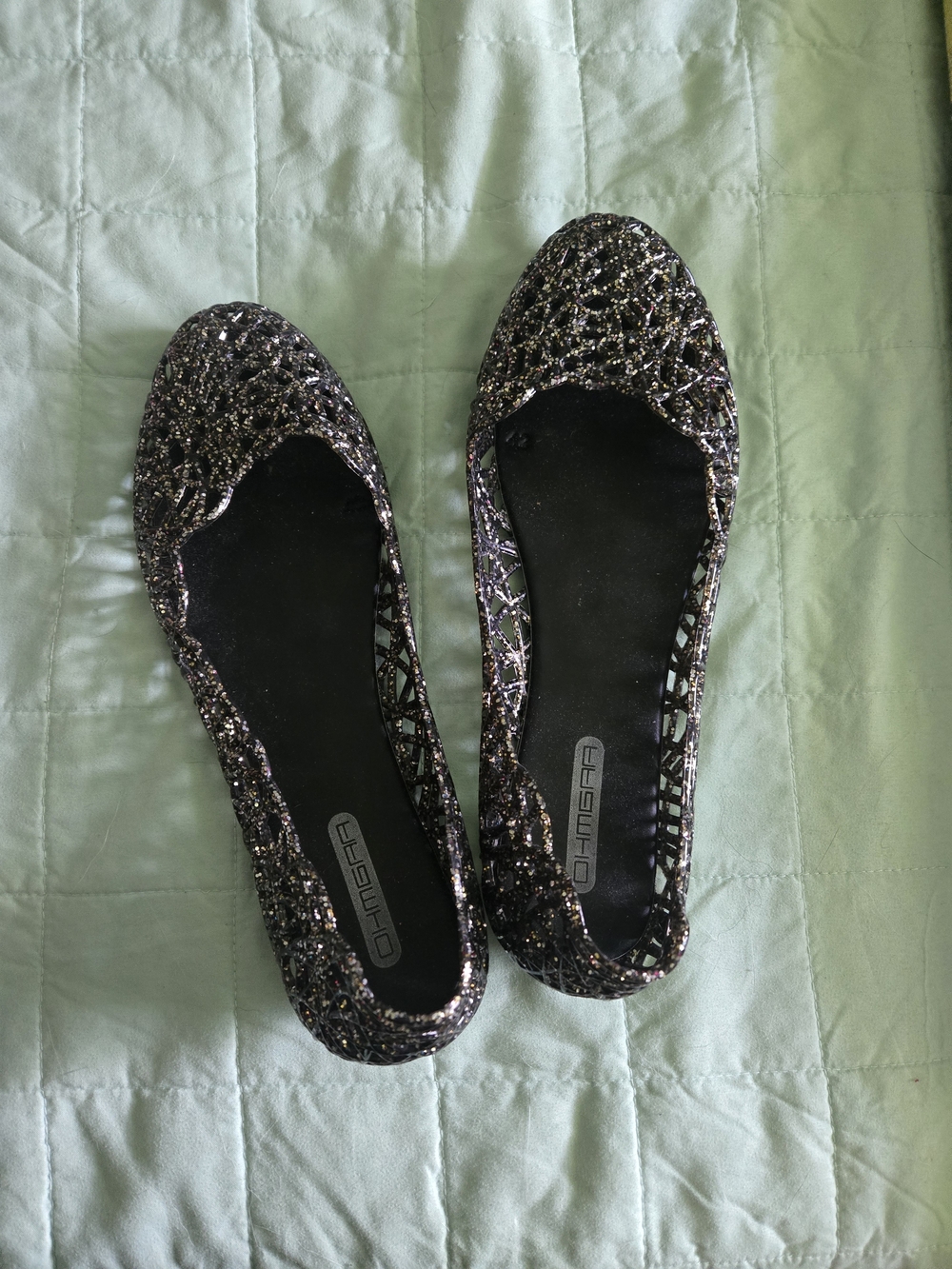 Glitter Mesh Black Women's Ballet Flats - Unknown Brand